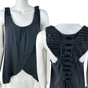 Affliction Silk Serpent Top Womens Large Criss Cross Goth Whimsigoth Vamp Rock